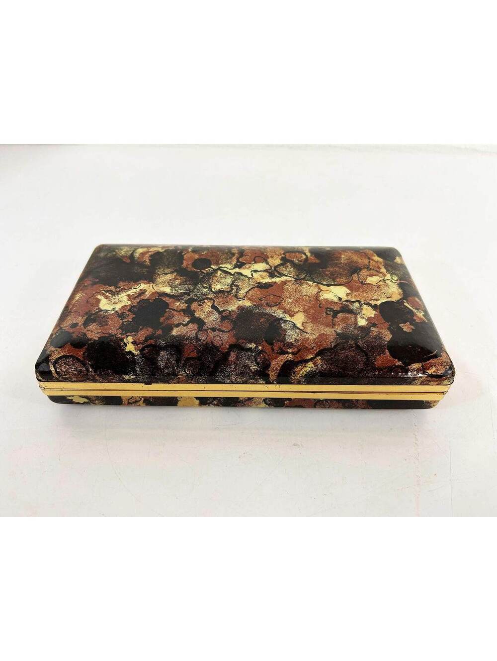 Mele Jewelry Box Velvet Earring Case Brown Yellow Gold Travel 1960s